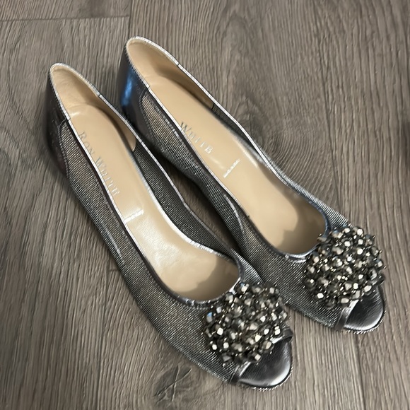 Ron White Mesh Peep Toe Wedges w/Beaded Bow - Picture 1 of 6